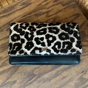 Michael Kors Black and Brown Leopard Wristlet/bag